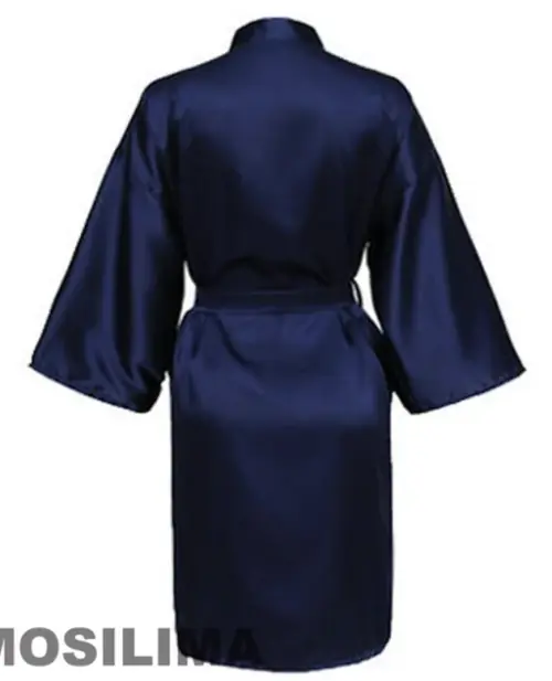 Image de Pyjama Kimono Mariage - Robe de Fête Satin Noir avec Lettres