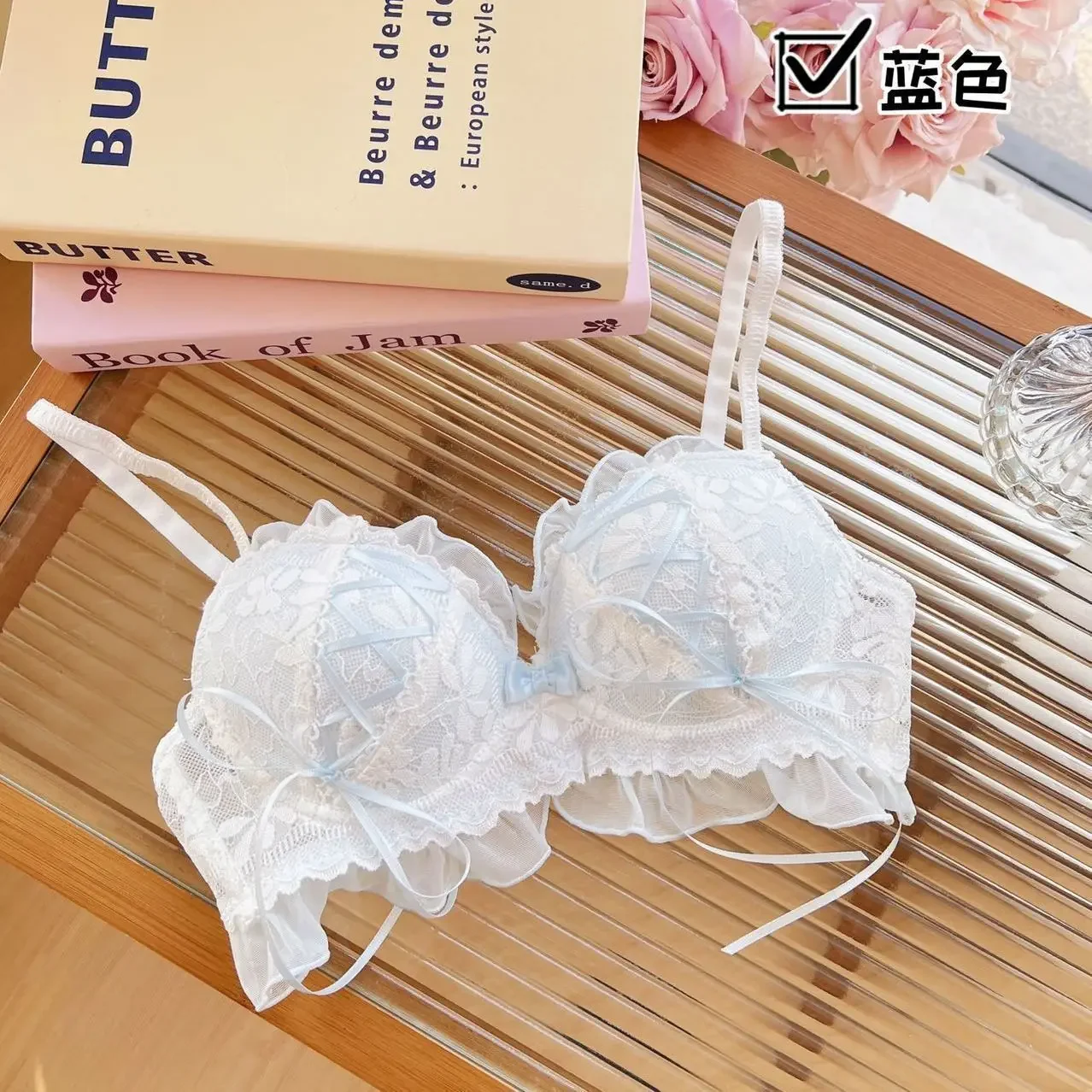 Afbeelding van Japanse stijl Lolita prinses wind kant kanten lingerie ontwerp voor meisjes push-up bh dames ondergoed push-up bh