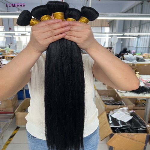 Afbeelding van 40 inch natuurlijk recht Braziliaans maagdelijk menselijk haar bundels 100% echte haarextensions voor vrouwen, dik 18A, 1-3-4 bundels groothandel
