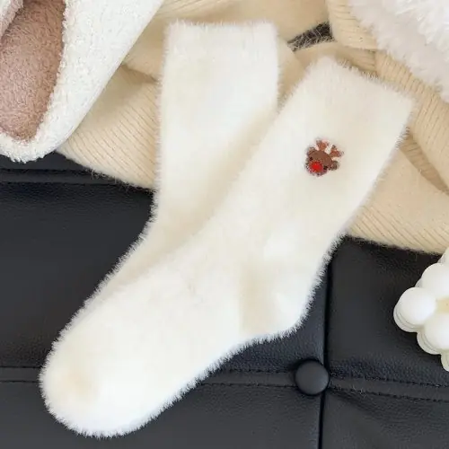 Image de Chaussettes d'hiver peluche élan mignon