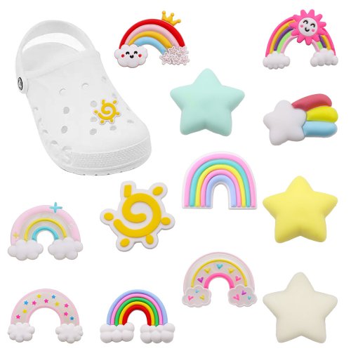 Image de Breloques Mignonnes pour Chaussures Enfants - Étoile, Soleil, Arc-en-Ciel