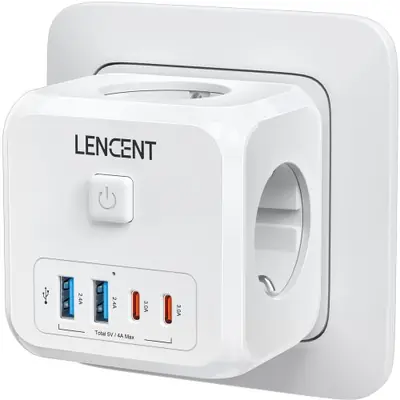 Image de Extension Prise Murale 7 en 1 - USB-A & USB-C