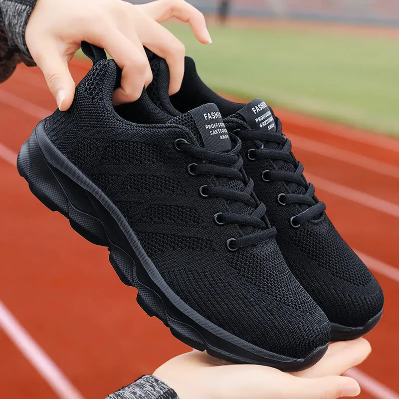 Immagine di Scarpe da donna nere antiscivolo Scarpe da ginnastica da corsa leggere alla moda Scarpe da viaggio casual traspiranti Scarpe da lavoro comode per il lavoro
