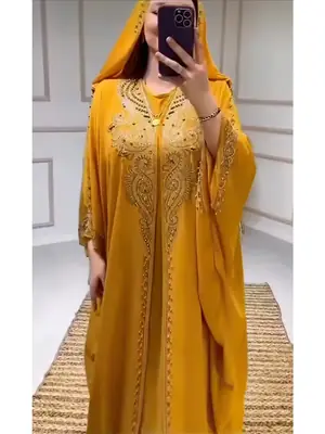 Image de Abaya Élégante 2 Pièces avec Capuche - Robe de Fête Eid