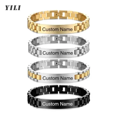 Image de Bracelet d'identité homme gravé - Acier inoxydable personnalisé