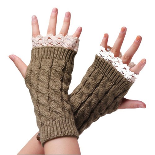 Image of Cozy Acrylic Knitted Fingerless Gloves for Women – Winter Warm, Cute Y2K Style Half-Finger Gloves Perfect for Writing, Typing & Everyday Wear