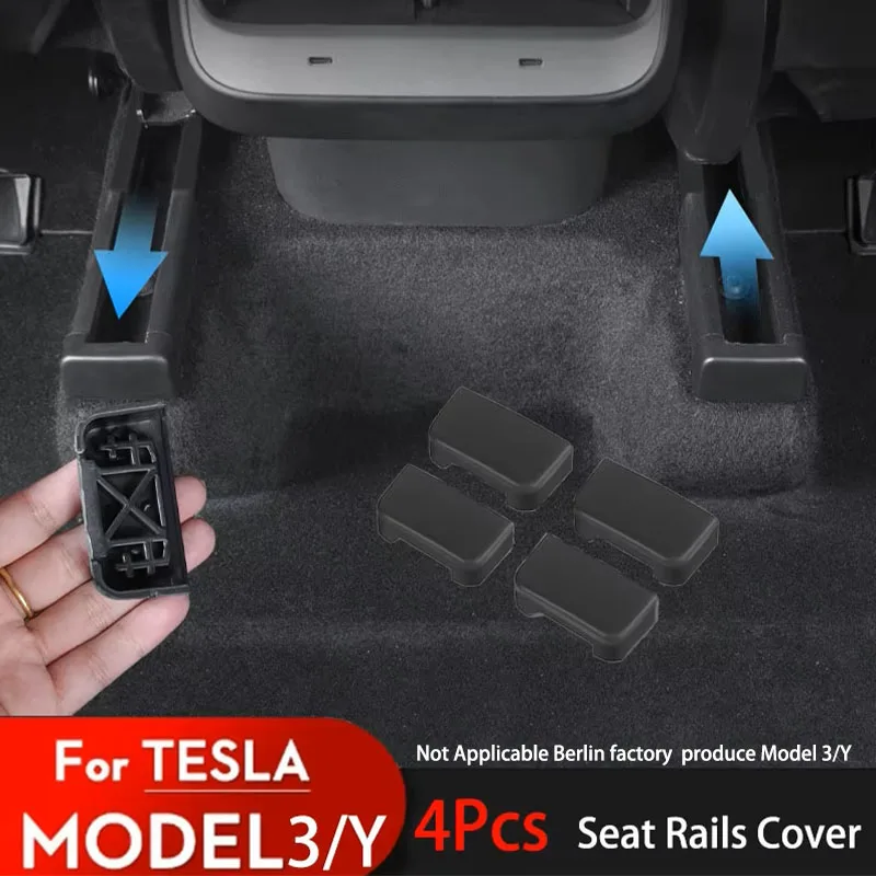 Imagen de Protector de Cubierta de Riel de Asiento para Tesla Model 3 y Juniper 2025 - Accesorios de Protección Antipatadas para Extremo Trasero del Asiento, Set de 4 Unidades