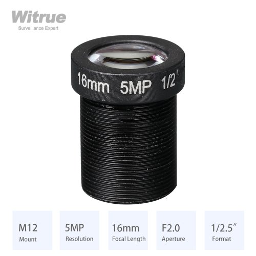 Image de Objectif HD 5MP pour Caméra de Surveillance - 8mm, 12mm, 16mm