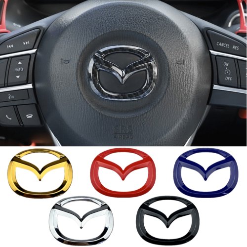 Zdjęcie 1szt ABS Naklejka z emblematem na kierownicę samochodową do Mazda 3 CX3 CX4 CX5 CX7 CX8 CX9 CX30 RX7 Atenza Axela Dekoracja wnętrza