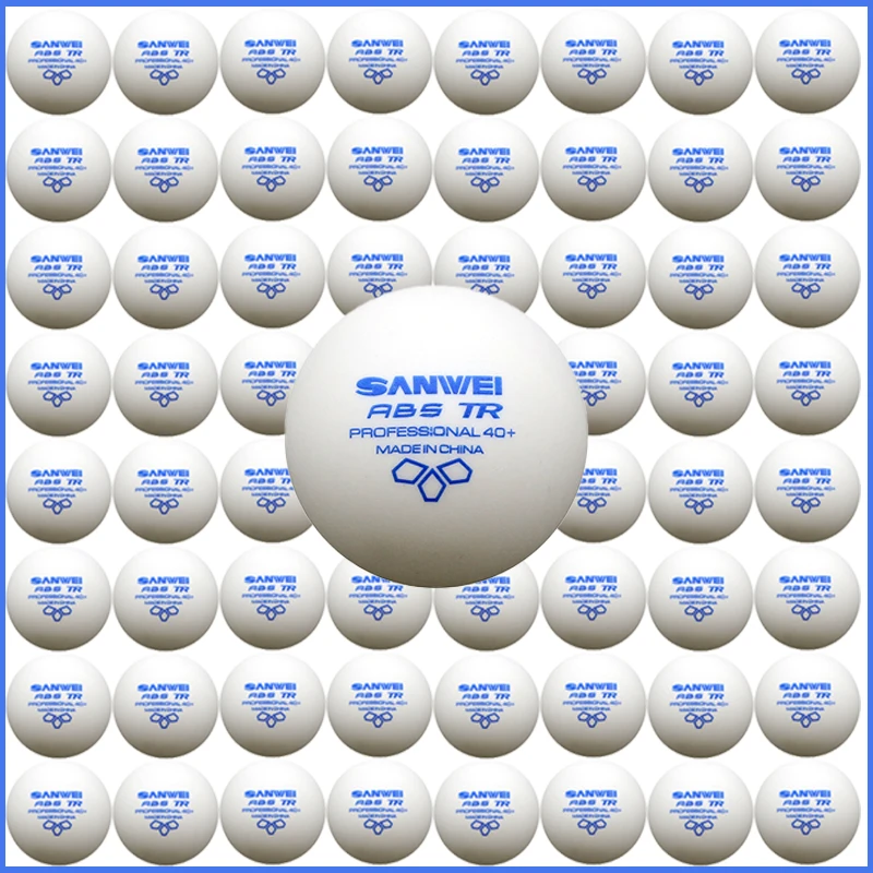 Immagine di Palline da Ping Pong Sanwei TR 3 Star con Cucitura in ABS - Set da 50 Pezzi per Allenamento in Club, Durevoli e Facili da Colpire