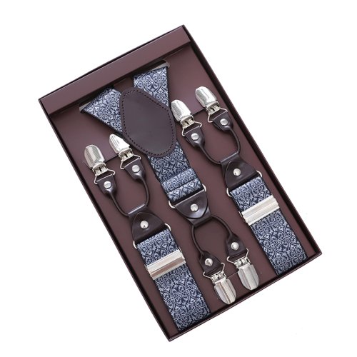 Immagine di Bretelle vintage Paisley per uomo Sposo Groomsmen Festa di nozze Y-Back 6 clip in metallo Tuxedo Pantaloni Bretelle Padre Marito Regali