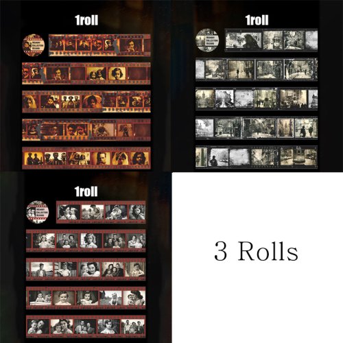 Imagen de 3 Rollos de Cinta Washi con Diseño Fotográfico Retro: Colección Vintage para Decorar Diarios, Álbumes y Manualidades