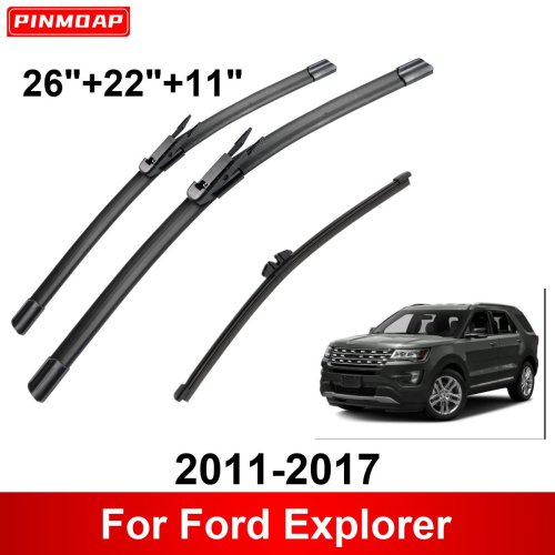 Image of Premium 6-Piece Car Wiper Blade Set for Ford Explorer 2011-2017 – Front and Rear Replacement Wiper Blades with Aerodynamic Design for Clear Visibility
