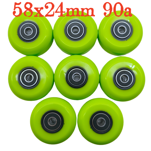 Imagen de Ruedas de Patín Agresivas 58x24mm 90A, Lote de 8 Unidades en Color Verde, Envío Gratis