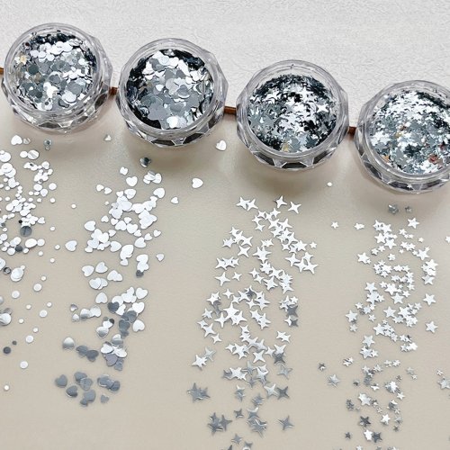 Image de Paillettes Argentées Ultra-Fines pour Nail Art