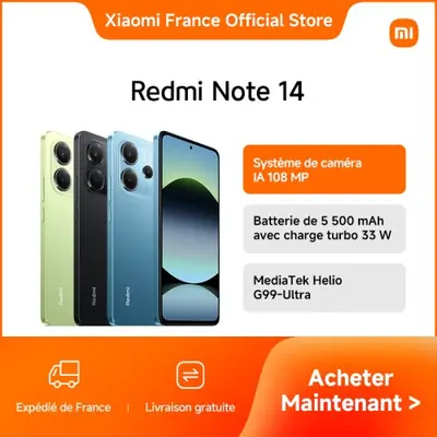 Image de Redmi Note 14 - Puissant Smartphone 108MP & Batterie 5500mAh