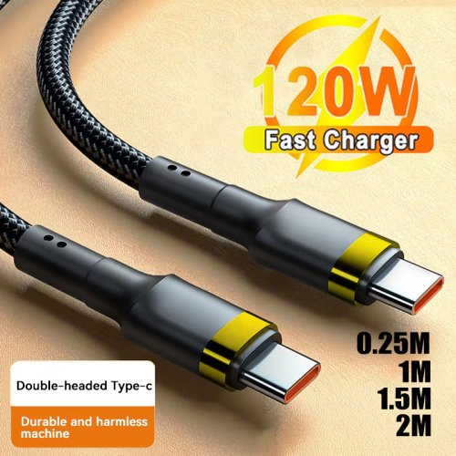 Image of 120W PD Fast Charging USB-C to USB-C Cable for Samsung Galaxy S24, iPhone 15 Pro Max, and More – Ultra-Fast Data Transfer & Durable Charging Solution