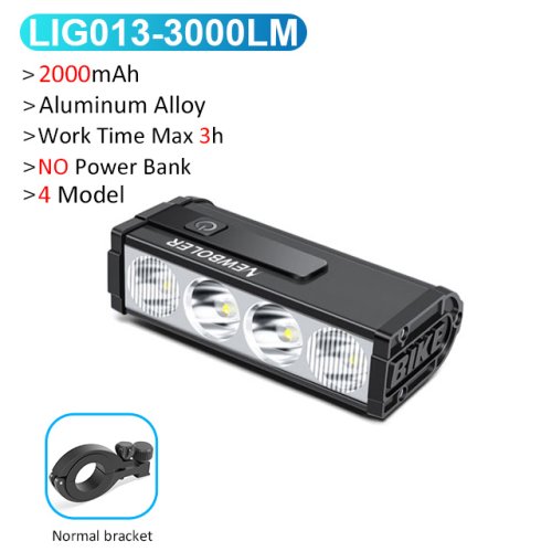 Zdjęcie Lampa rowerowa przednia NEWBOLER 4500 lumenów, wodoodporna latarka rowerowa 14000mAh, ładowanie USB, akcesoria do lamp rowerowych MTB i szosowych