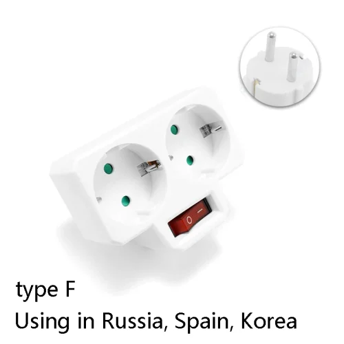 Imagen de Toma de corriente europea con interruptor de encendido/apagado, adaptador estándar europeo de 2 pine...
