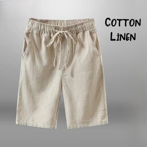 Image of Men Shorts for Men Cotton Linen Casual Breathable Beach Shorts Men's Short Sweatpants Vacation Gym Basketball