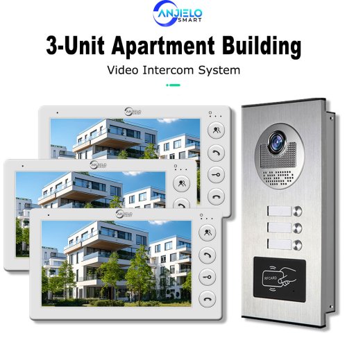 Imagen de Videoportero RFID de 7 Pulgadas para Edificios con 3 Unidades