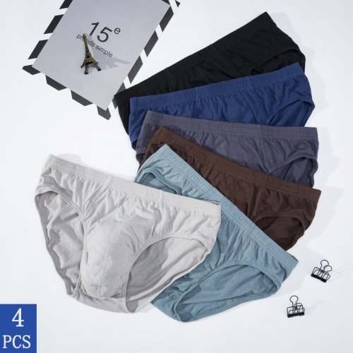 Afbeelding van 4-delige set heren slips van 100% katoen – ademend, comfortabel en geschikt voor plus size (XL tot 5XL)