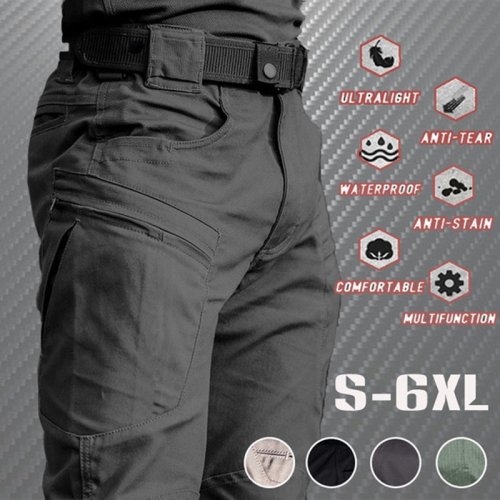 Immagine di Pantaloni Cargo Tattici Uomo Impermeabili e Traspiranti con Asciugatura Rapida - Modello Estivo Militare per Attività All'Aperto