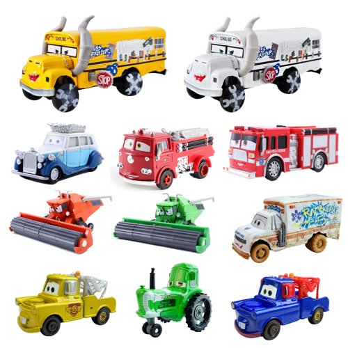 Afbeelding van Disney Pixar Cars 3 - Metal Collection Speelgoedauto's: Lightning McQueen, Mack Truck, Mater, Miss Fritter, Frank en Queen - Autoracer Modellen voor Kinderen - Ideaal Cadeau
