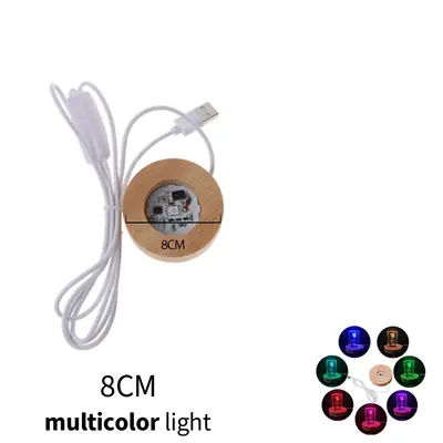 Image de Veilleuse LED en Bois avec Éclairage RGB - Base Décorative pour Bureau