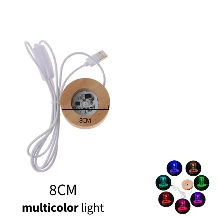 Image de Veilleuse LED en Bois avec Éclairage RGB - Base Décorative pour Bureau