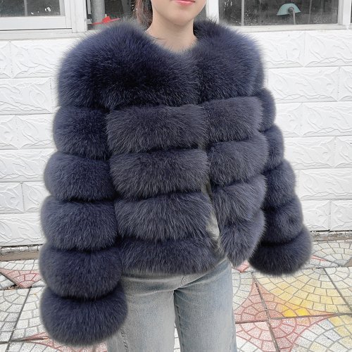 Image of QUEENTINA Fox Fur Coat Real Winter Women'S Fashion Brown 2025 Leather And Skin Clothing Natural New In Coats & Jackets Outerwear