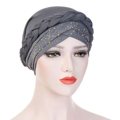Image de Hijab Bicolore en Coton - Turban Tressé pour Femmes Musulmanes