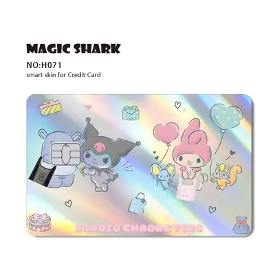 Sticker Holographique Hello Kitty & Kuromi pour Carte Bancaire