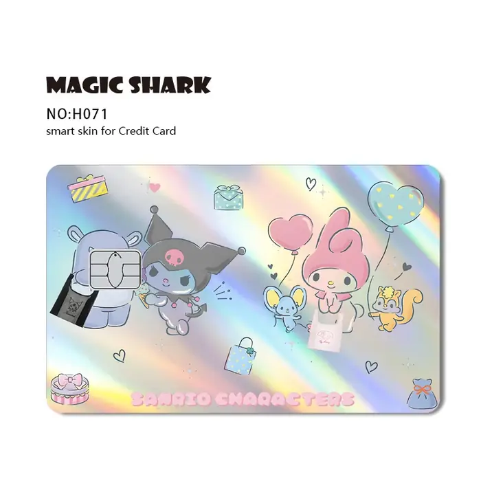 Image de Sticker Holographique Hello Kitty & Kuromi pour Carte Bancaire