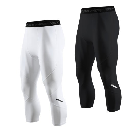 Bild von Weiche 3/4-Kompressionsstrumpfhose für Herren, Sportbekleidung, schnell trocknend, Trainingsleggings, Fitnessstudio, Fitness, Sporthose, Sporthose, Laufen