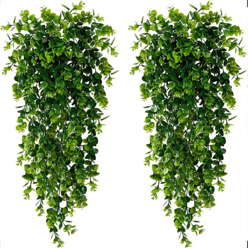 Zdjęcie Sztuczne Rośliny Wiszące z Liśćmi Eukaliptusa – Zielone Pnącze Plastikowe, Odporną na UV, Do Dekoracji Domu i Imprez Na Zewnątrz