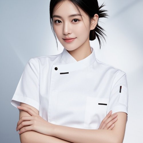 Image of Breathable Short Sleeve Chef Jacket for Women – Lightweight Summer Kitchen Uniform Shirt for Professional Cooks