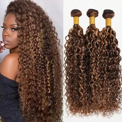 Image de Cheveux Brésiliens Naturels Bouclés Blond Miel