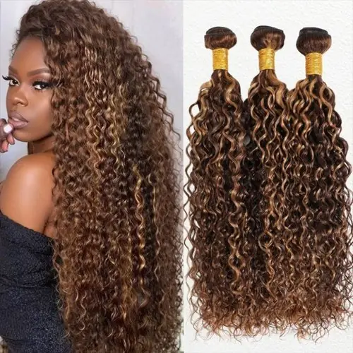 Image de Cheveux Brésiliens Naturels Bouclés Blond Miel