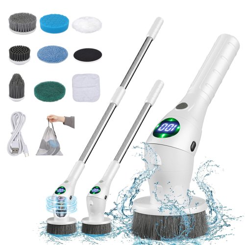 Image of Natural PowerClean Pro 8-in-1 Wireless Rotating Brush – Eco-Friendly, Multi-Surface Cleaning Tool for Bathrooms, Kitchens, Windows & Toilets