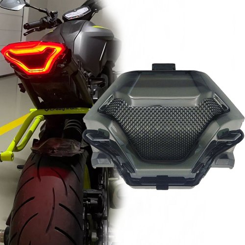 Immagine di Per Yamaha R3 R25 MT03 MT-03 MT07 MT-07 MT-25 FZ-07 fanale posteriore fanale posteriore luce freno indicatori di direzione lampada di arresto a LED integrata