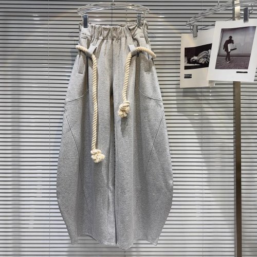 Image of Stylish Women's Personalized Woven Hemp Rope Belt Wide Leg Casual Pants with Bloomer Design