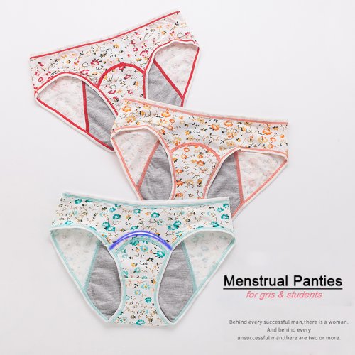 Imagen de Set de 3 bragas menstruales impermeables para niñas – Ropa interior fisiológica con protección total contra fugas, diseño cómodo y discreto