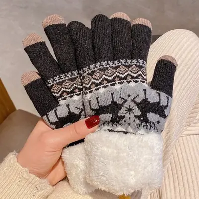 Image de Gants Noël Renne - Chauds & Écran Tactile