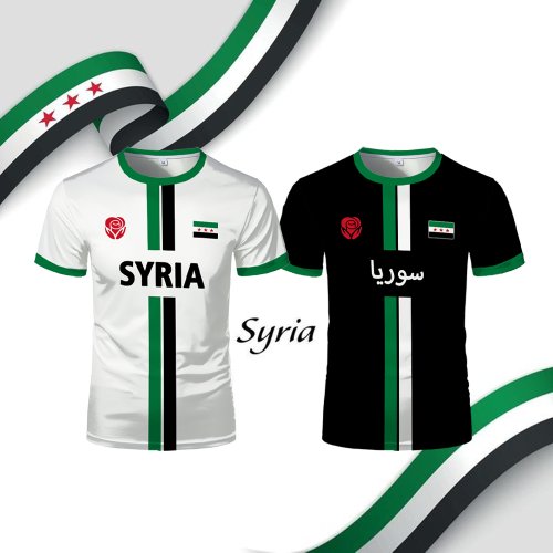 Imagen de Camiseta de Fútbol de Siria para Hombre y Niños - Diseño con Estampado de Bandera Siriana, Transpirable y de Secado Rápido, Ideal para Deportes de Verano