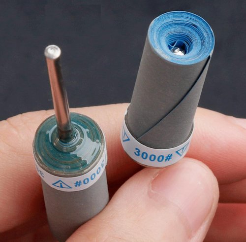 Imagen de Varilla de Papel de Lija Cilíndrica con Cinta de Lijado para Pulido y Acabado de Joyas – Accesorios para Taladro Eléctrico con Mandril de 2.35 mm – Paquete de 5 Unidades