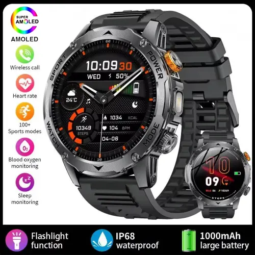 Image de Montre Connectée Homme 1.7" - Écran Grand, Bluetooth, Étanche IP68