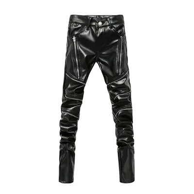 Image de Pantalon Biker en Cuir PU Homme - Style Moto & Urbain