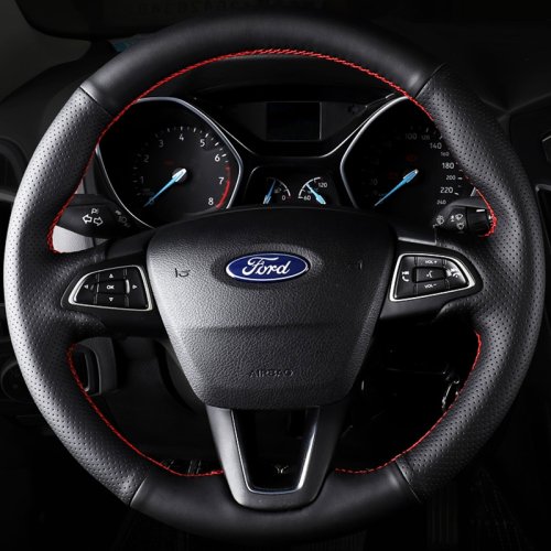Bild von Passen Sie die Mikrofaser-Leder-Auto-Lenkradabdeckung für Ford Focus 3 2015–2018, Kuga 2016–2019, Escape C-MAX Ecosport 2018–2019 an
