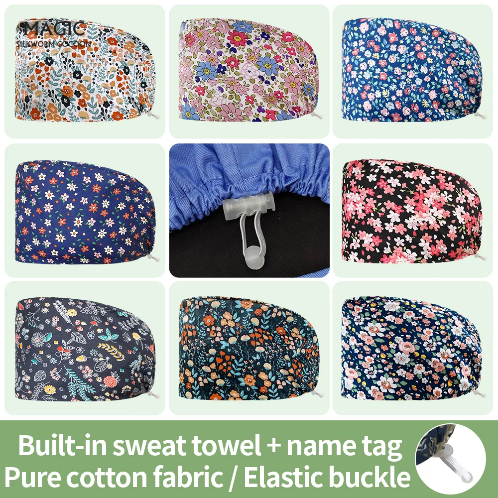 Imagen de Gorro Quirúrgico Estampado para Médicos y Enfermeras – Gorro Baotou Clásico Absorbente para Pelo Largo, Ideal para Mujeres y Hombres